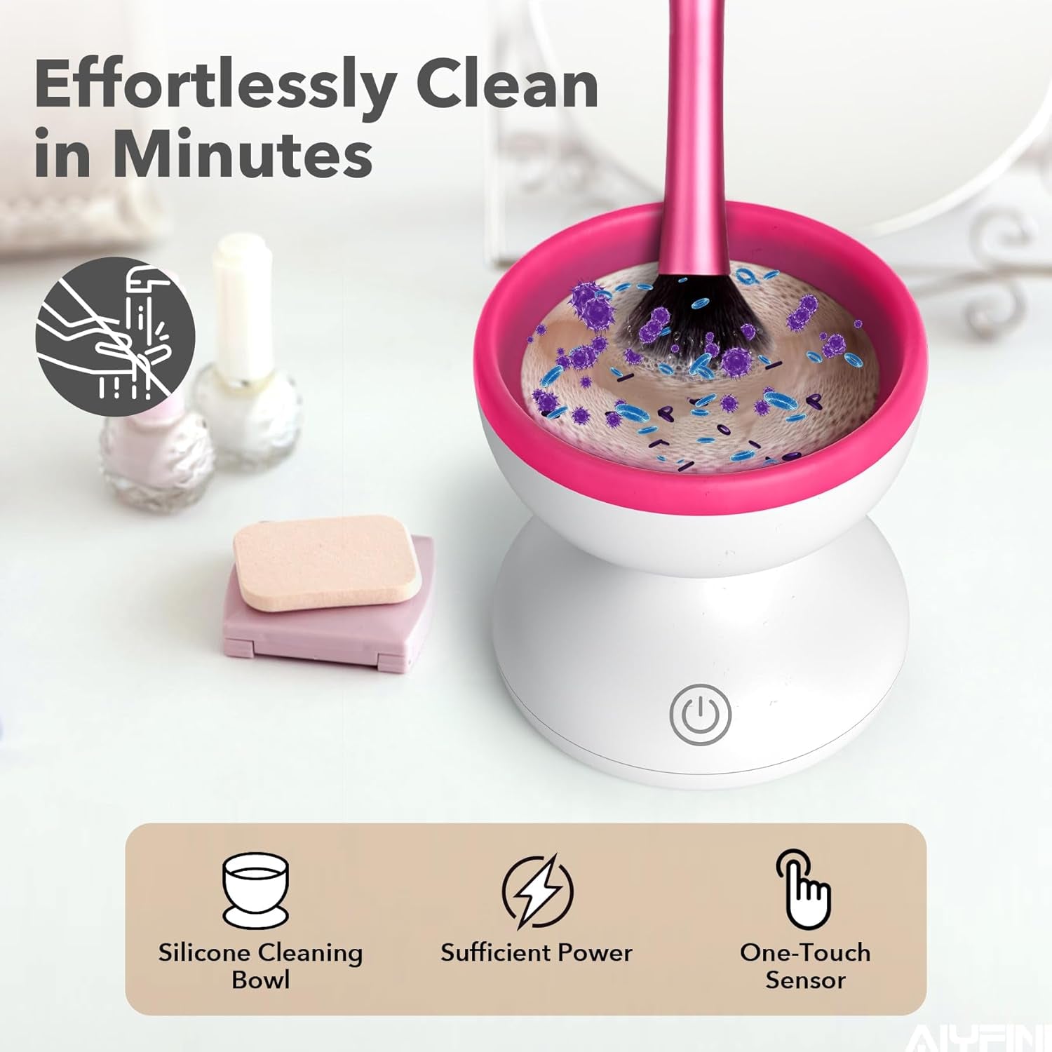 Professional Electric Makeup Brush Cleaner - Effortless Cleaning Solution for Kabuki, Foundation, and Face Makeup Brushes - Perfect Gift for Women & Stocking Stuffers